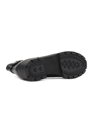 Castle Black 27362-1 Termo Taban 5,5 Cm Topuklu Hakiki Deri Günlük Kadın Bot Siyah