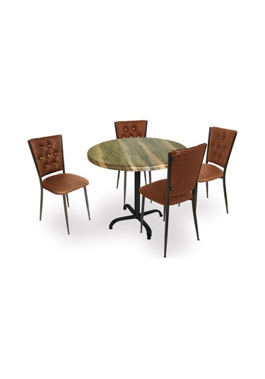 Beymobilya Bahçe Ve Balkon Masa Takımı Indigo Werzalit Yuvarlak - Kapitoneli (534902968) Kahverengi