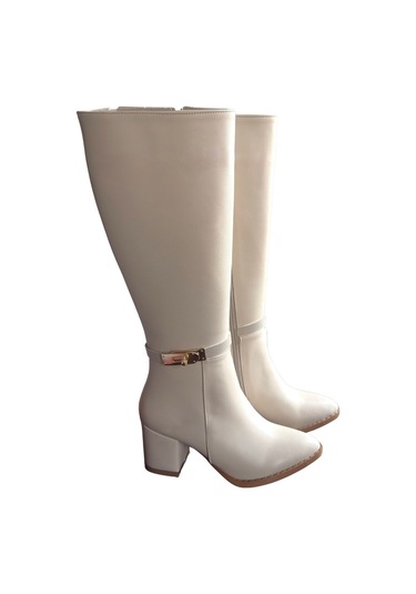 Jeoli Bej Cilt Topuklu Çizme Bej