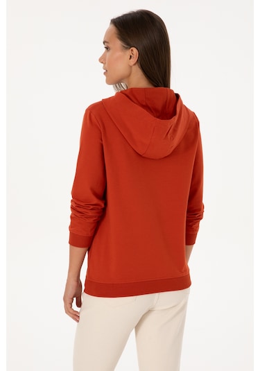 U.S. Polo Assn. Kadın Kiremit Kapüşonlu Sweatshırt 50313559-VR031