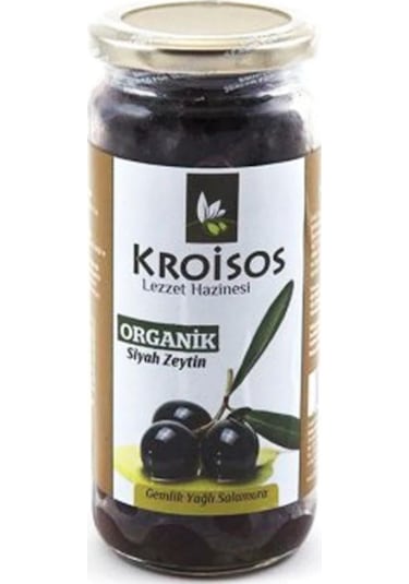 Kroisos Gemlik Salamura Organik Siyah Zeytin Cam 700 G