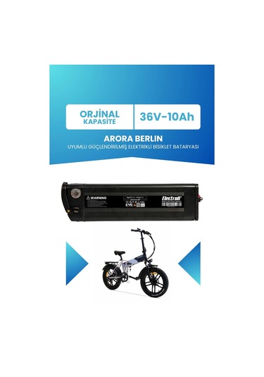 Arora Berlın Uyumlu Batarya 36v 10ah Elektrikli Bisiklet Bataryası Siyah