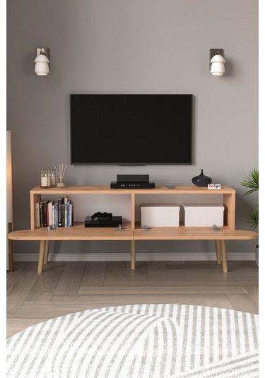 Tv Sehpası 2 Kapaklı Tv Sehpası Düşer Kapaklı Tv Ünitesi Televizyon Sehpası 120 Cm Sicilya Çam Çam