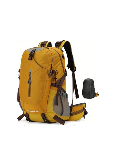 Dashanshop Orange Geniş Kapasiteli Hafif Unisex Outdoor Sırt Çantası Ayarlanabilir Göğüs Kayışları Çıkarılabilir Çerçeve Çok Cepli Kampçılık İş Seyahati Altın