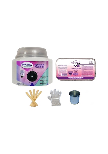 Ekamix Konserve Ağda Makinesi + Vivet Pudralı Ağda 500 ML + Cezve
