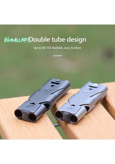 Koyu Gri Açık İmdat Düdüğü Çift Tüp 80-150db Yüksek Desibel Paslanmaz Çelik Kuş Eğitimi Koyu Gri