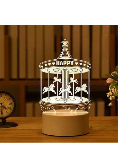 Szypzstore 1 Adet Romantik Aşk 3d Akrilik Ev Için Led Lamba Çocuk Gece Lambası Masa Lambası Doğum Günü Partisi Dekoru Sevgililer Günü Başucu Lambası Synv4n Siyah