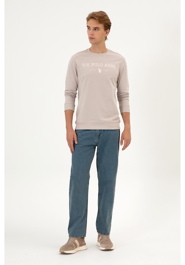 U.S. Polo Assn. Erkek Regular Fit Bisiklet Yaka Taş İnce Basic Sweatshirt 50313743-VR049 U.S. Polo Assn. Erkek Regular Fit Bisiklet Yaka Taş İnce Basic Sweatshirt 50313743-VR049