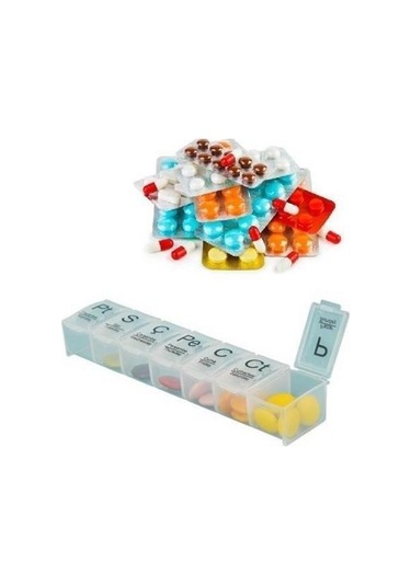 Haftalık Günlük İlaç Saklama Kutusu 7 Günlük İlaç Saklama Kabı Şeffaf