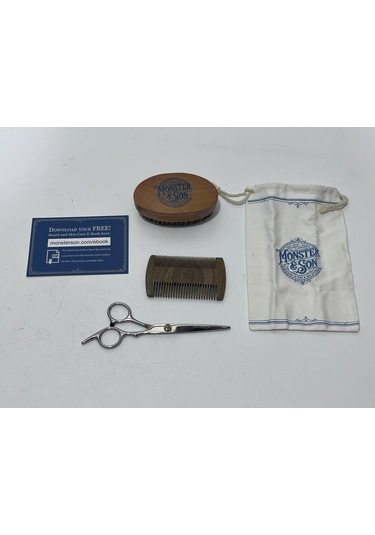 Monster&son Premium Sakal Fırça Tarak Makas Seti