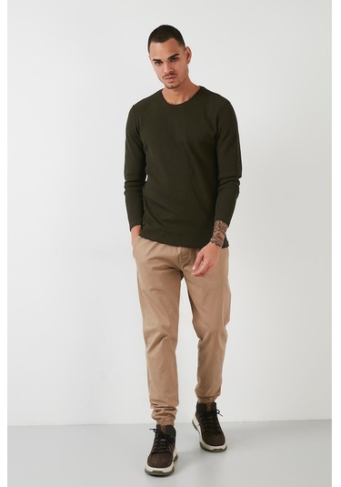 Buratti Pamuklu Bisiklet Yaka Slim Fit Basic Erkek Sweat 5905073 Haki
