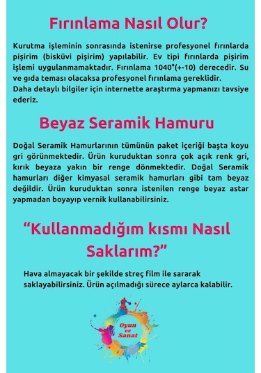 Seramik Hamuru Başlangıç, Kil Çamuru Seti, Doğal Oyun Hamuru 4000 Gr