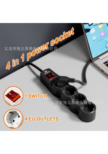 Joyjadehub 4 Soketli Güç Şeridi Fransız Standardı Dört Konumlu