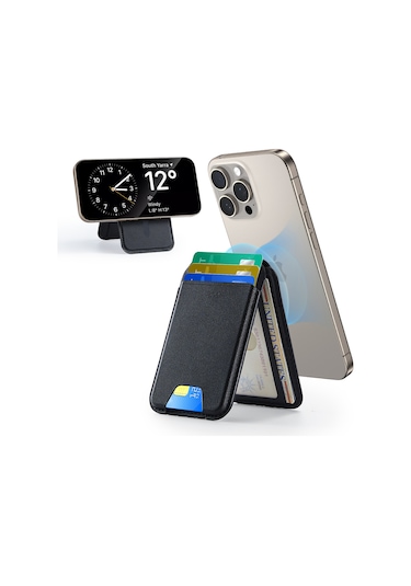 Halolock Vegan Leather Wallet Stand Standlı Cüzdan Siyah