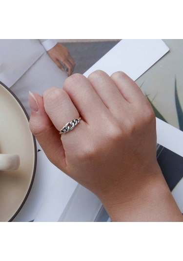 Scr891 Sterling Silver S925 Hollow Circle Chain Ring No.6 Çok Renkli