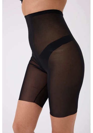 Freshness 0007 Lazer Kesim Tül Yüksek Bel Şort Korse Siyah