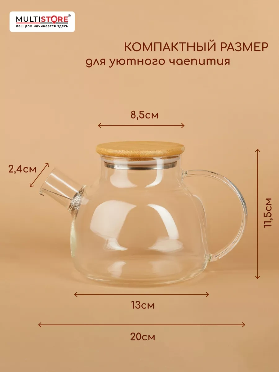 Multıstore 900 Ml Süzgeçli Ve Altlıklı Cam Demlik 114652870 Beyaz