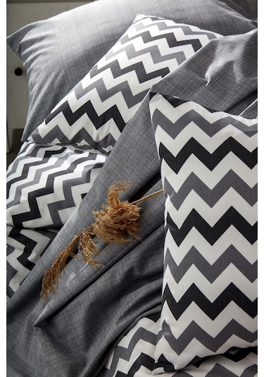 BonjardinHome Tek Kişilik %100 Pamuklu Gri Nevresim Takımı Gri Siyah