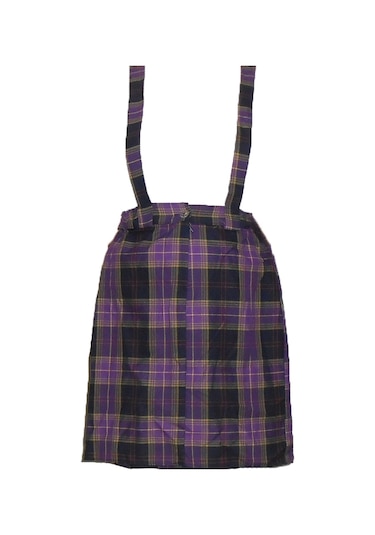 Kız Çocuk Ekoseli Askılı Etek Çok Renkli