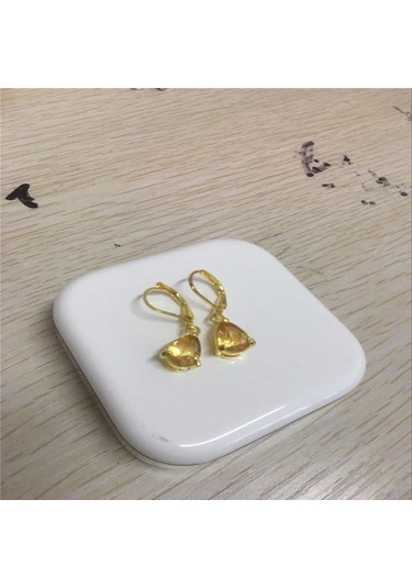 Mavi Kadın Gözyaşı Şekli 925 Ayar Gümüş Ametist Dangle Küpe