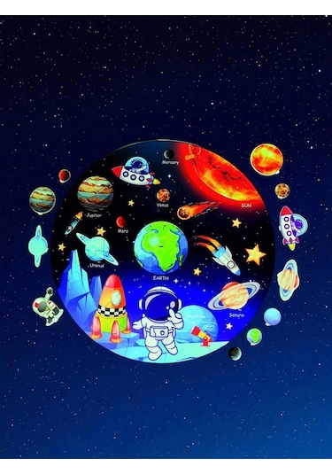 3d Uzay Yolculuğu Büyük Ahşap Puzzle - Büyük Boy 44 Parça - 60 X 60 Cm