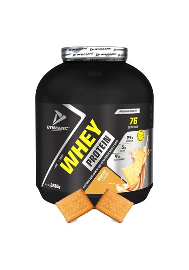 Dynamic Whey Protein Tozu - 2280g-76servis-Sindirim Enzimli-Bisküvi Aromalı