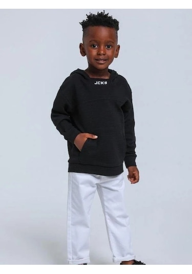 Jack Lions Erkek Bebek Pamuklu Orta Kalınlıklı Kapüşonlu Sweatshirt-14745 Siyah