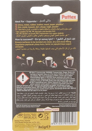 Pattex Süper Glue Hızlı Japon Yapıştırıcı Mini Trio 3X1 Gr