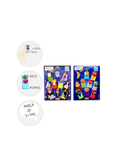 2 Set - 20 Parça Tox  Meyveler ve Uçan Hayvanlar Parmak Kukla T105