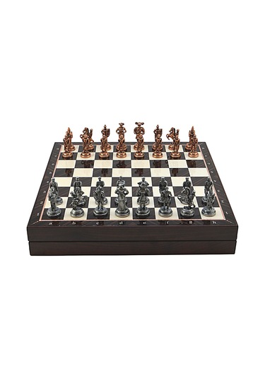 Gifthome Orta Boy Metal İspanyol Satranç Takımı Antik Ve Ceviz De