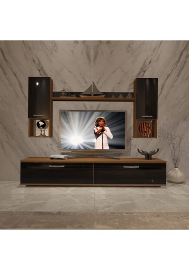 Decoraktiv Eko 5da Mdf Std Tv Ünitesi Tv Sehpası Ceviz - Siyah
