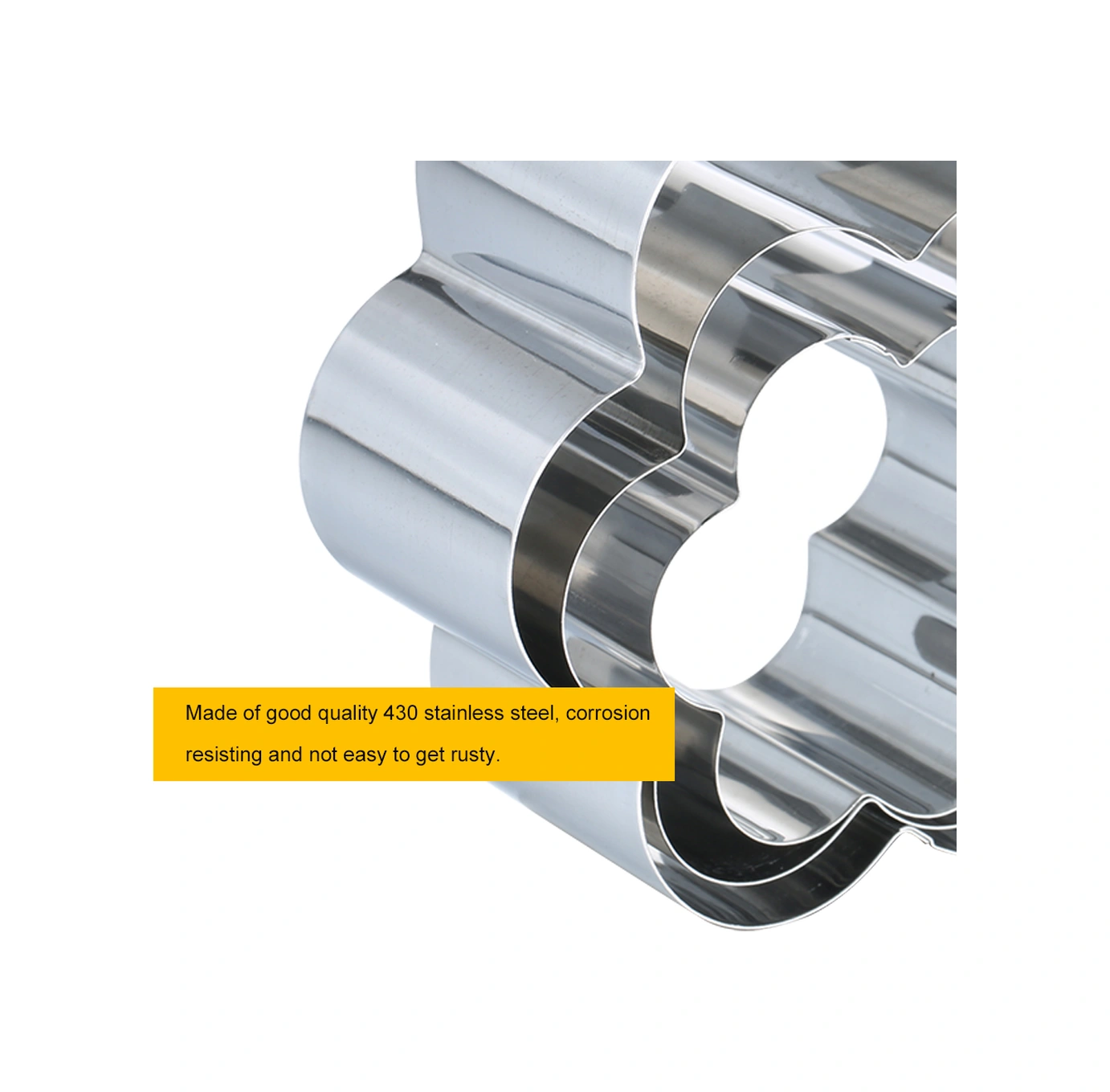 Kangvka 430 Çelik 3'lü Bisküvi Kese Seti - Çiçek/elmas/kare Şekilleri - Hamur Kalıbı, Pastry Ve Omlet Şekillendirici Diğer