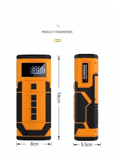A-5577 8000mah Akü Takviyeli Şişirme Kompresörü - Led Ekranlı Sco
