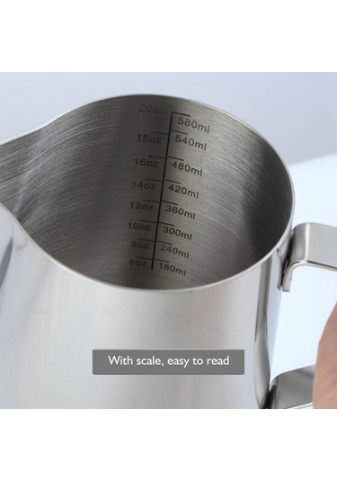 Qingmipy 304 Paslanmaz Çelik Süt Köpürtme Sürahisi - 350ml Espresso Ve Latte Sanatı İçin Mükemmel Gümüş