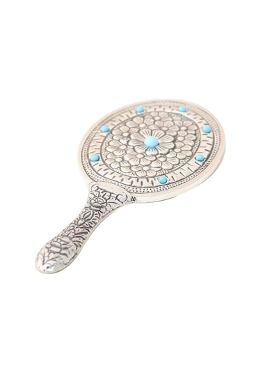 Altın Sepeti GA006 Turkuaz Taşlı Gümüş El Aynası