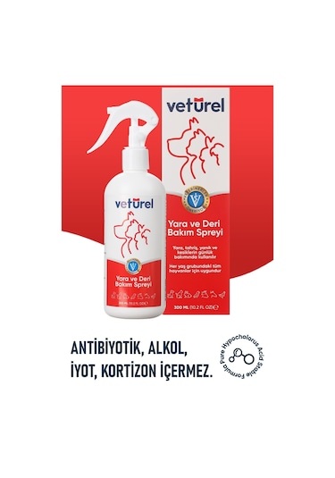 Veturel Kedi Köpek Yara Deri Bakım Spreyi 2 x 300 ML