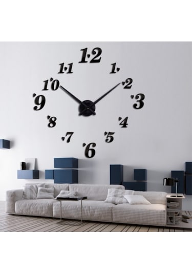 Modern Nesil Dıy 3D Dekoratif Büyük Boy Sticker Duvar Saati (399499371)