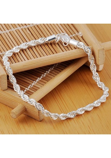 925ayar Gümüş 4 Mm Dalga Zinciri Bileklik