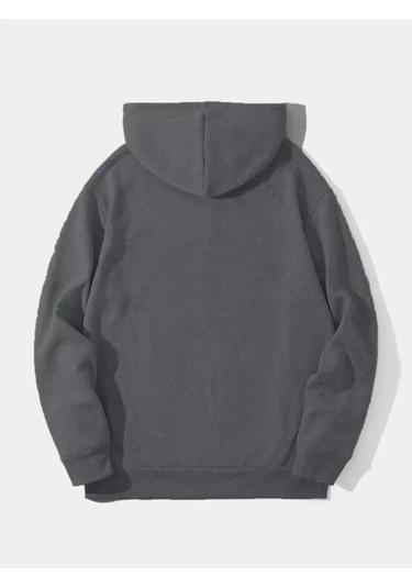 Erkek Düz Kapüşonlu Sweat - Füme renkli Çok Renkli