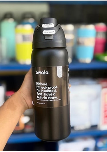 Owala 32 Oz 946 Ml Freesip Çift Katmanlı Paslanmaz Çelik Termos Kilitli Kapak Siyah