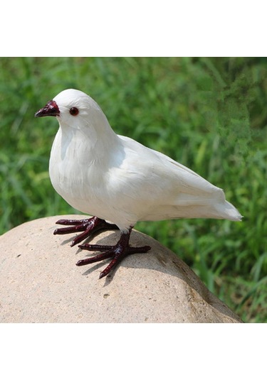 Suntek Yapay Tüylü Güvercin Kuş Yard Heykelcik Dekor Kuş 1