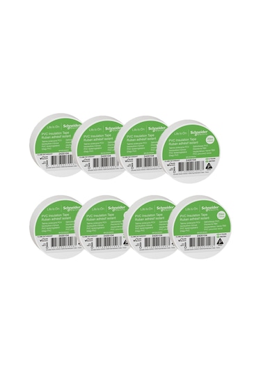 Schneider 8li Beyaz PVC İzolasyon Bandı 20mt*19mm 2420104-8