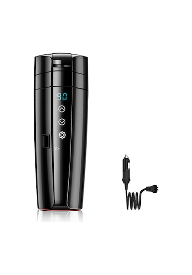 12v/24v Araba Isıtma Kupası, 400ml Paslanmaz Çelik Isıtmalı Seyahat Kupası Araba Akıllı Sıcaklık Kontrolü Elektrikli Su Isıtıcısı Kahve Çay