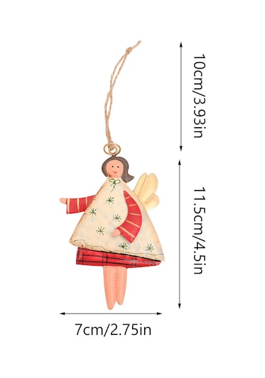 Teltree Noel Dekorasyonu: El Yapımı Demir İşlemeli Boyalı Melek Kız Askısı - Ağaç Süs Takımı Ve Aksesuarı
