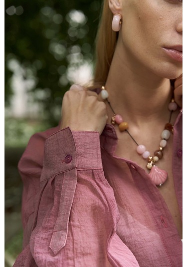 Mai Collection Mai Studios Co. Syaritta Oversize Bordo Transparan Gömlek bordo