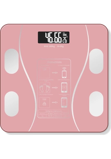 Pembe Renk Bluetooth Özellikli Akıllı Tartı Çok Renkli