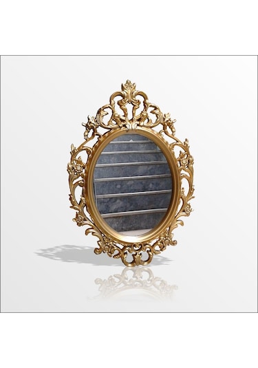 50X70 Oymalı Işlemeli Rustik Altın Yaldız Antik Duvar Boy Aynası Altın