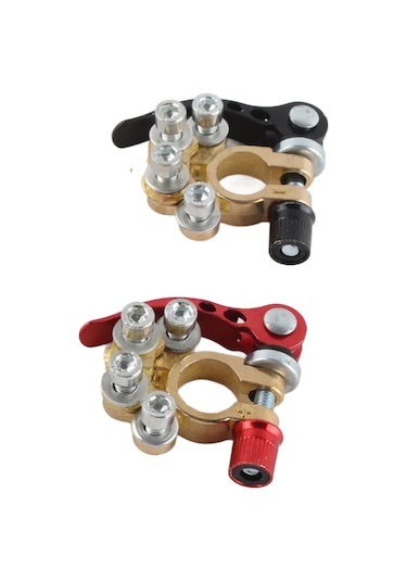 Moveevo Messingli Akü Terminali Bağlayıcı Kırmızı + Siyah - 4 Yollu Bağlantı, Sarımsaklı Malzeme, Sae/jıs Uyumlu, 45-200ah Aküler İçin, Hızlı Kurulum Anahtarı