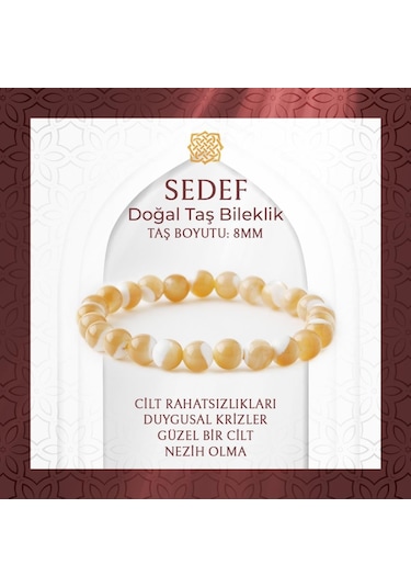 Saff Doğaltaş Sedef 8 MM Doğal Taş Bileklik Çok Renkli