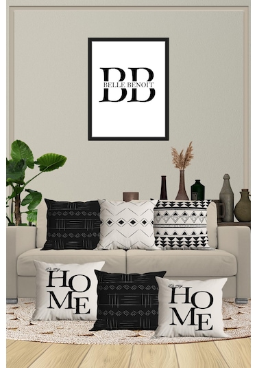 Belle Benoit Baskılı Dekoratif 6'lı Koltuk Kırlent Kılıfı Desen30